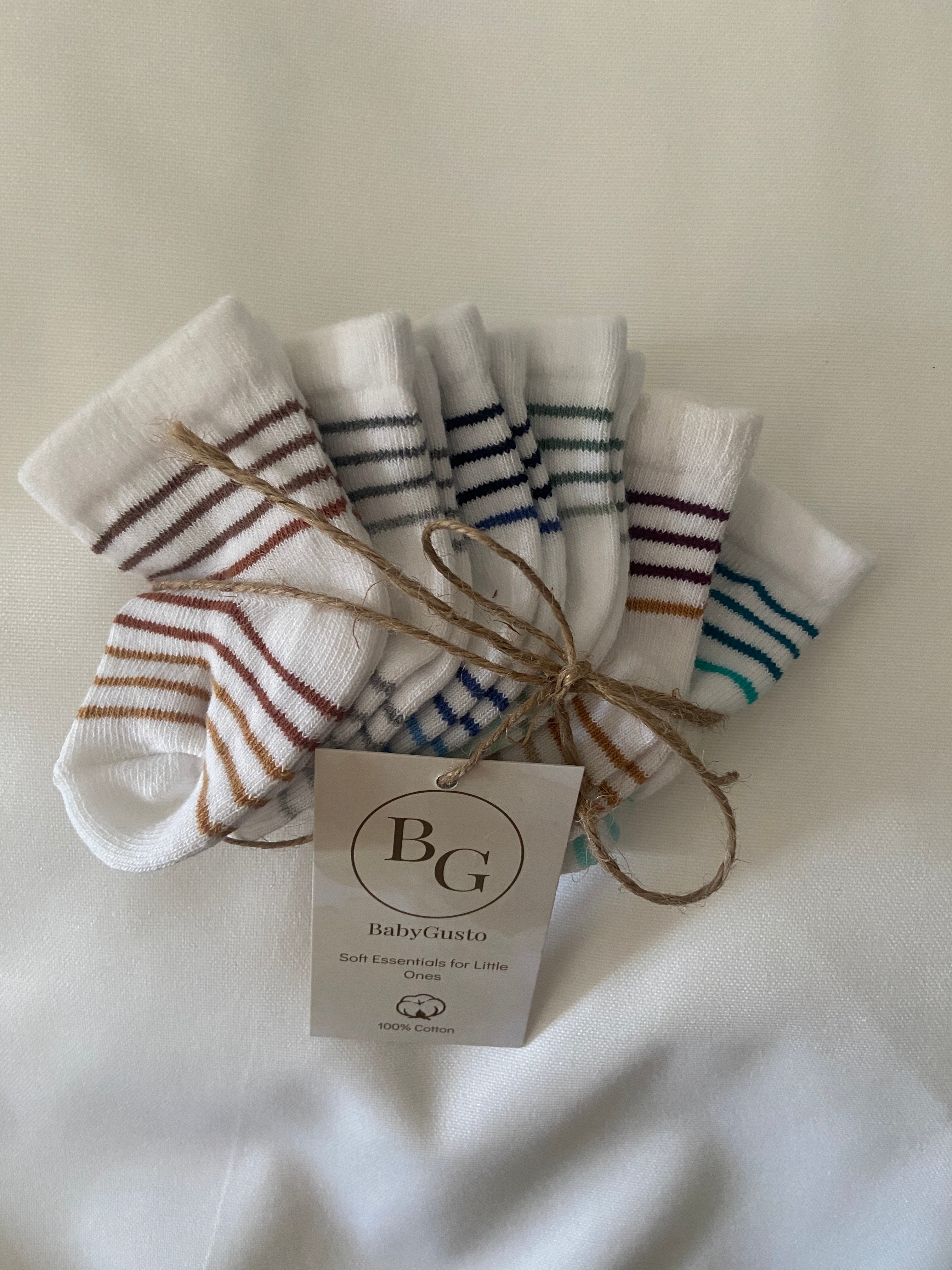 6'lı Çizgili Unisex Bebek Çorap Seti | 0-6 Ay Yumuşak ve Esnek
